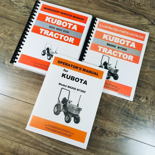 Kubota B6200 B7200 Service Manual Parts Catalog Operators Repair Shop Workshop