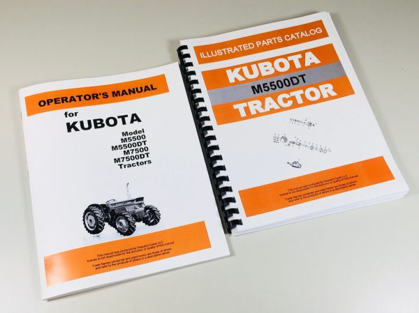 Kubota M5500Dt Tractor Operators Maual Parts Catalog Set