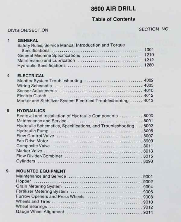 Case International 8600 Air Drill Technical Service Repair Shop Manual Planter - Image 2