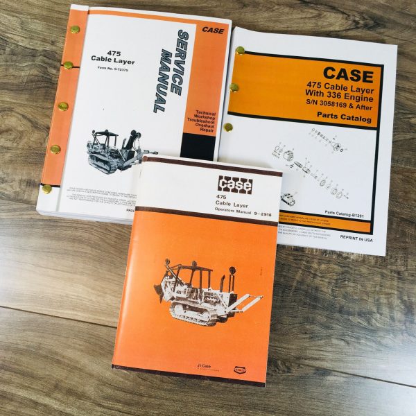 Case 475 Cable Layer Service Manual Parts Catalog Operators Set Sn 3058169 & Up