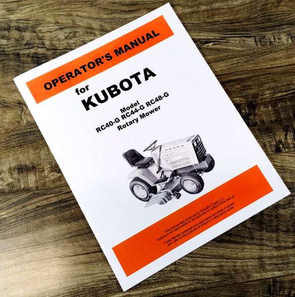 Kubota RC40-G RC44-G RC48-G Rotary Mower Deck Operators Manual Owners w/Parts