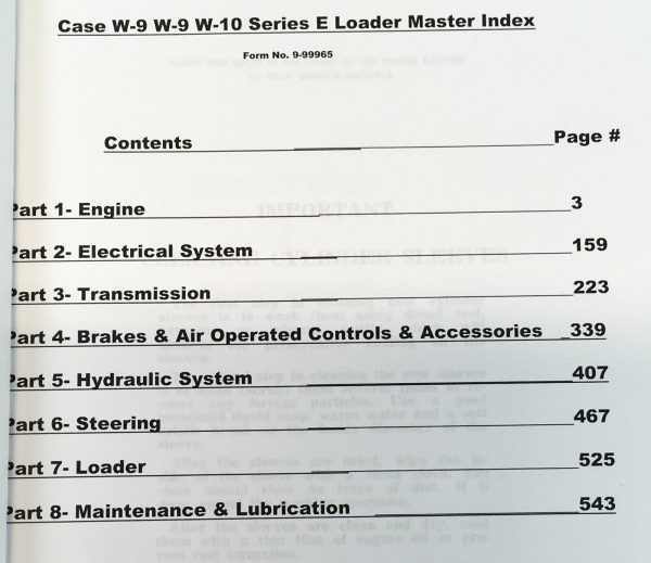 Case W8E W9E W10E Wheel Loader Service Manual Parts Catalog Repair Shop Set Book - Image 11