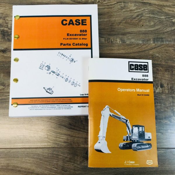 Case 888 Excavator Crawler Parts Operators Manual Owners Set PIN 0015041-After