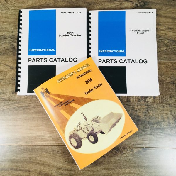 International 3514 Diesel Loader Tractor Parts Operators 3 Manual Set Book Ih