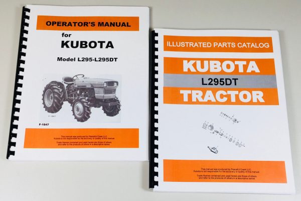 Kubota L295Dt Tractor Operators Owners Manual Parts Catalog Set