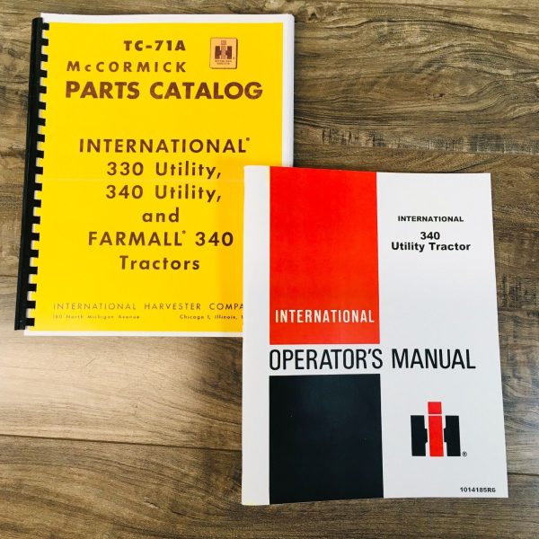 Farmall International 340 Tractor Parts Operators Manual Set Catalog Book