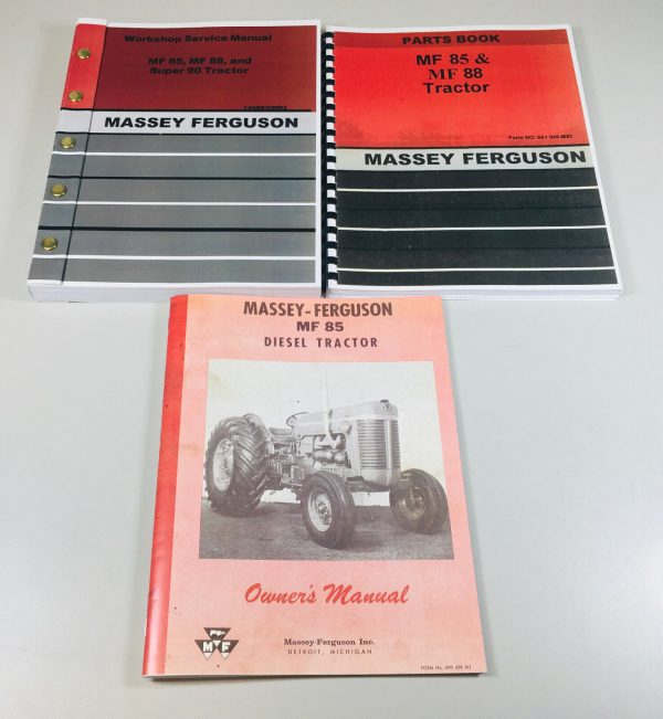 Massey Ferguson 85 Diesel Tractor Service Operators Parts Manual Catalog Set