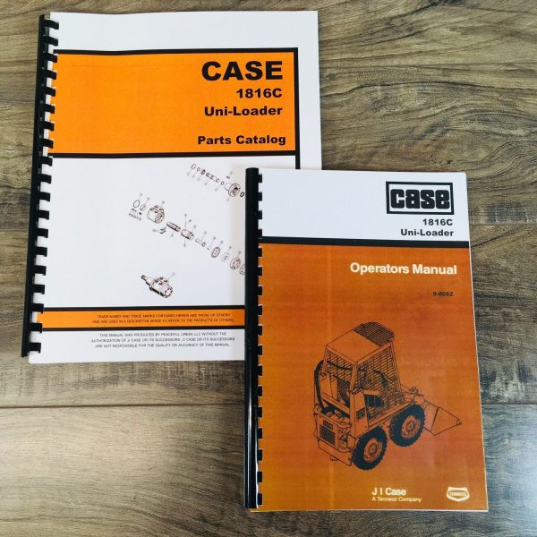 Case 1816C Skid-Steer Uni-Loader Parts Catalog Operators Manual Owners Book Set