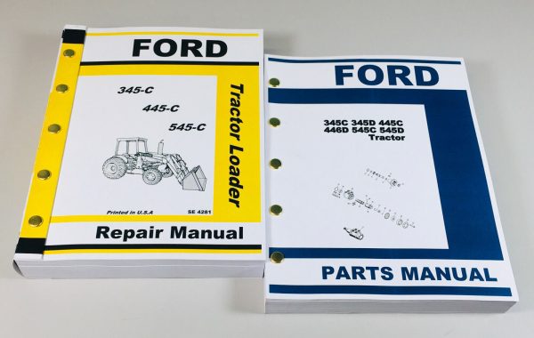 Ford 345C 445C 545C Tractor Loader Service Repair Manual Parts Catalog Shop Set