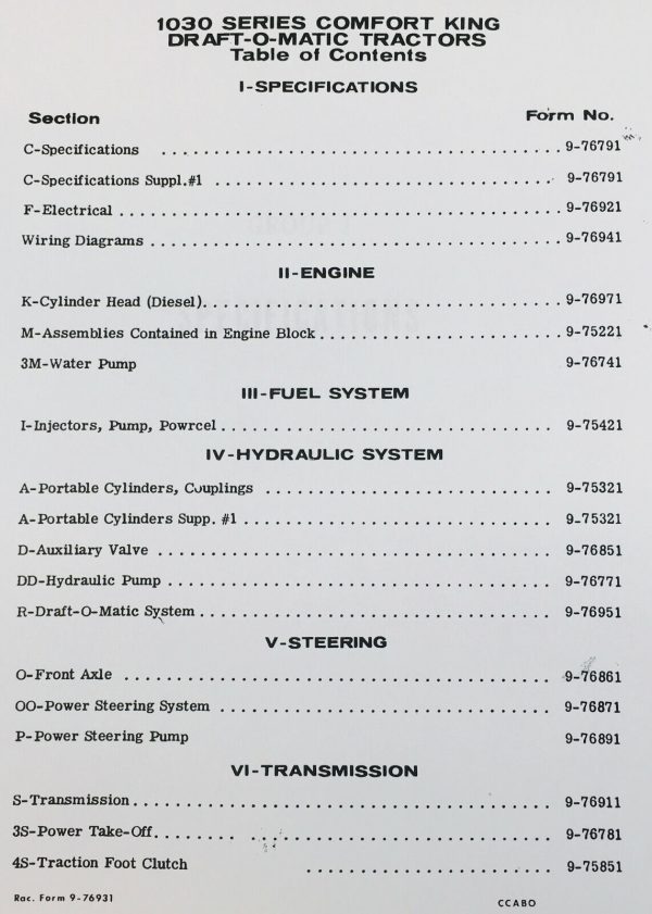 Case 1030 Series 1032 Western Special Tractor Service Manual Parts Catalog - Image 2