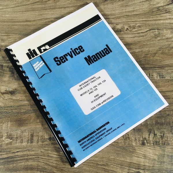 Cub Cadet International 72 104 Service Repair Shop Lawn Garden Tractor Manual