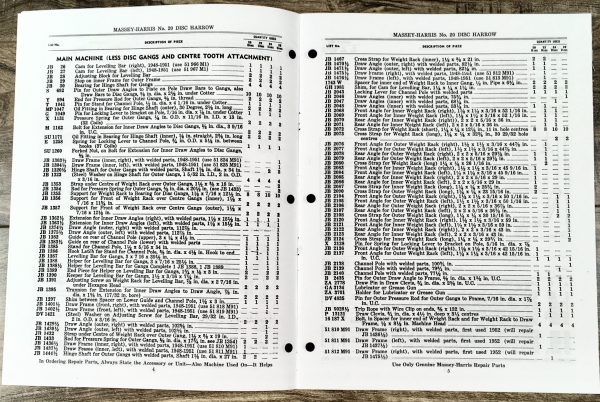 Massey Harris 20 Disc Harrow 20 22 24 26 Disc Parts Manual Catalog Book Assembly - Image 2