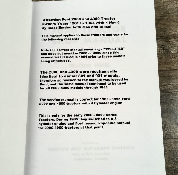 Ford 700 800 900 701 801 901 Tractor Service Repair Shop Manual Gas & Diesel - Image 6