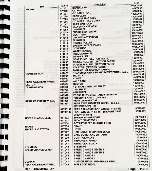 Kubota B8200Hst Dp Tractor Parts Assembly Manual Catalog Exploded Views Numbers - Image 2