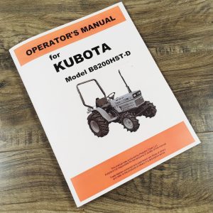 Kubota B8200Hst-D 4Wd Tractor Operators Owners Manual Maintenance