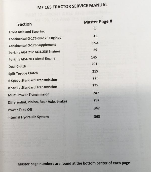 Massey Ferguson Mf 165 Tractor Service Manual Technical Repair Shop Workshop - Image 2