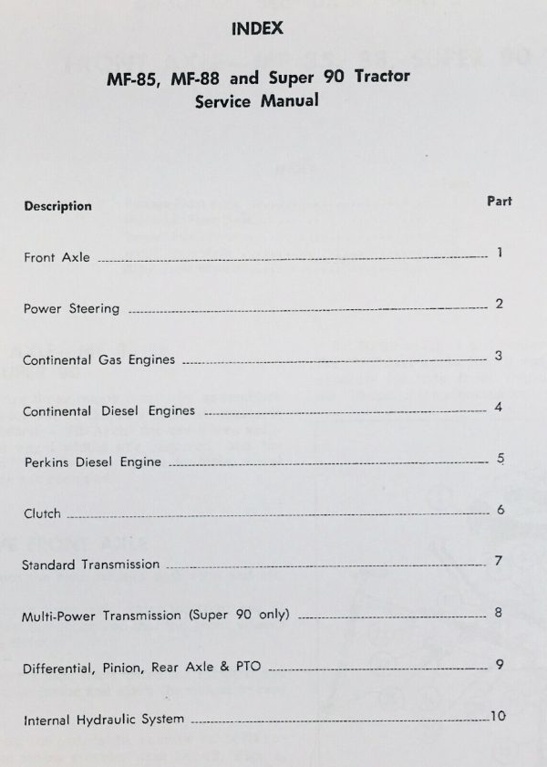 Massey Ferguson 88 Tractor Service Operators Parts Manual Catalog Set - Image 2