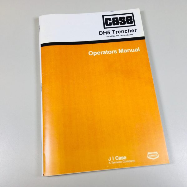 Case Dh5 Trencher Operators Owners Manual Maintenance Book Davis Adjustments