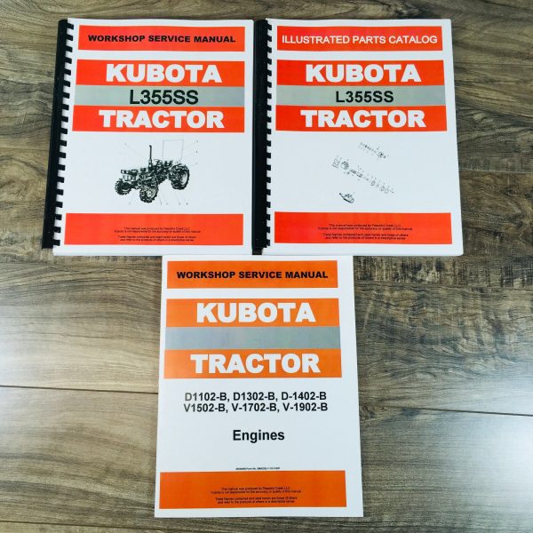 Kubota L355Ss Shuttle Shift Tractor Service Manual Set Parts Catalog Repair 4Wd