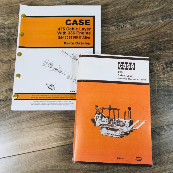 Parts Operators Manual Set For Case 475 Cable Layer W 336 Engine Catalog Owners