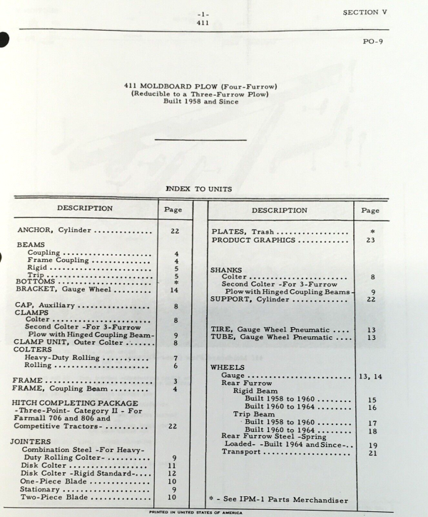 McCormick International 411 Moldboard Plow Parts Manual Catalog Book Assembly - Image 2