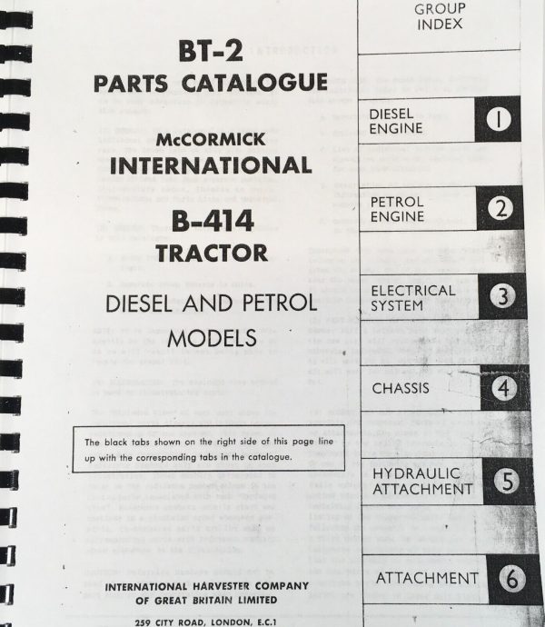 Farmall International B-414 Diesel Tractor Parts Manual Set Catalog Book BD-154 - Image 2