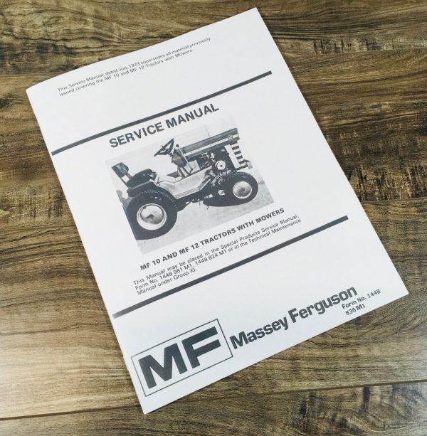 Massey Ferguson 10 12 Tractor W/ Mower Service Manual Repair Shop Lawn Garden