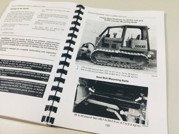 Case 850D 855D Crawler Track Loader Bull Dozer Operators Owners Manual Book - Image 7