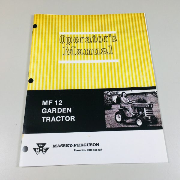 Massey Ferguson Mf 12 Lawn Garden Tractor Mower Operators Owners Manual