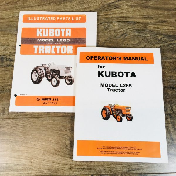 Kubota L285 Tractor Manual Set Parts Catalog Operators Owners Book Assembly