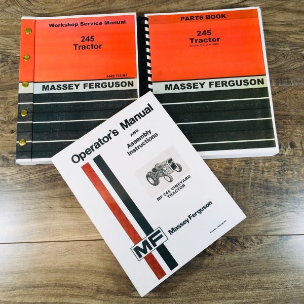 Massey Ferguson 245 Vineyard Tractor Service Parts Operators Manual Repair Set