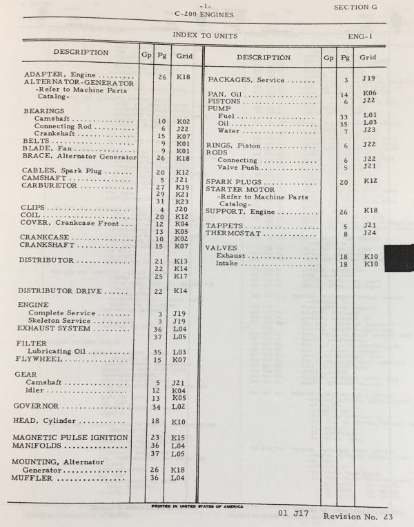 International C200 4 Cylinder Gas Engine Parts Manual Catalog Book Assembly - Image 3