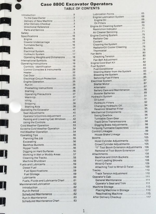 Case 880C Excavator Operators Manual Owners Book Maintenance SN 6205236-Up - Image 2