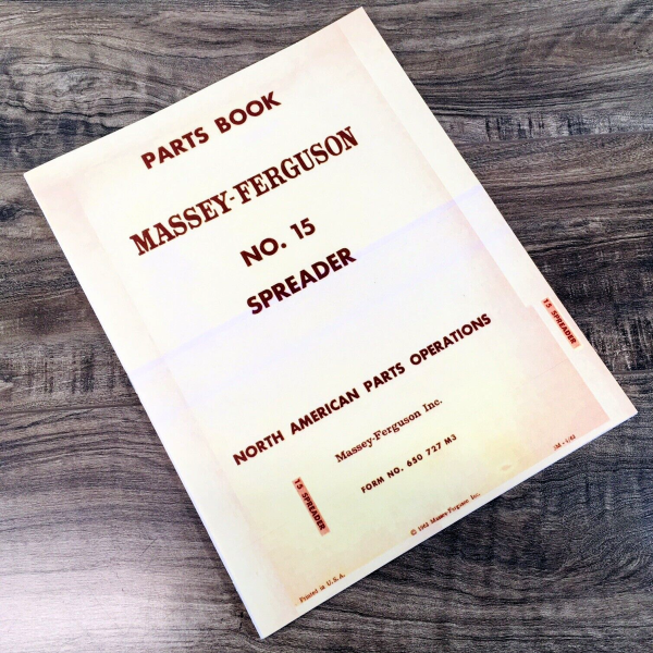 Massey Ferguson 15 Spreader Parts Manual Catalog Book Assembly Schematics