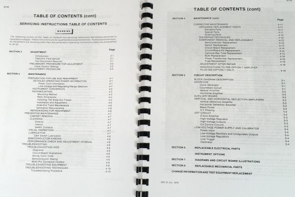 Tektronix 5110 Oscilloscope Operators Manual Owners Book Maintenance Adjustments - Image 3