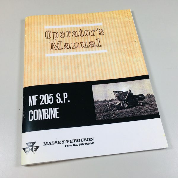 Massey Ferguson Mf 205 Sp Combine Operators Owners Manual Maintenance