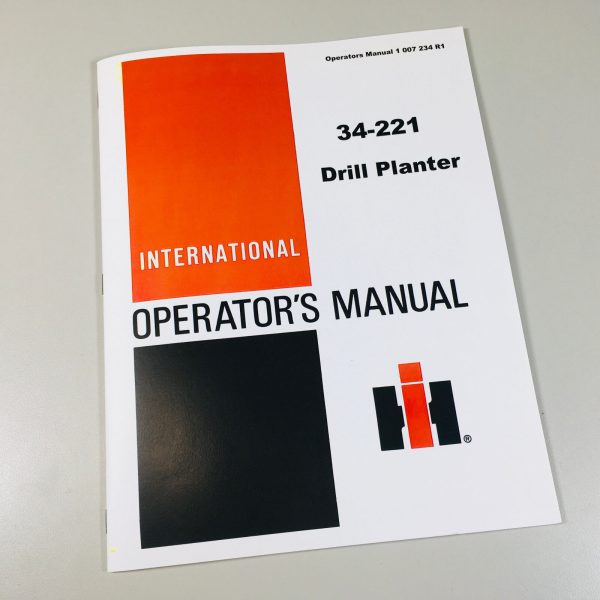 International 34-221 Drill Planter Owners Operators Manual Settings Plates Chart