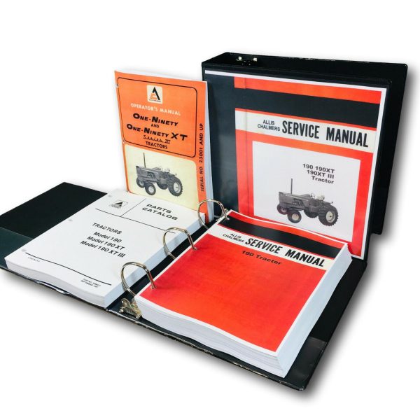 Allis Chalmers 190 190Xt Tractors Service Manual Parts Operators Set Shop Book