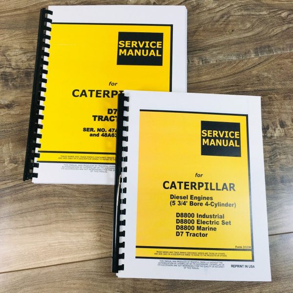 Caterpillar D7 Diesel Crawler Tractor Service Manual Set Workshop 48A6393-UP