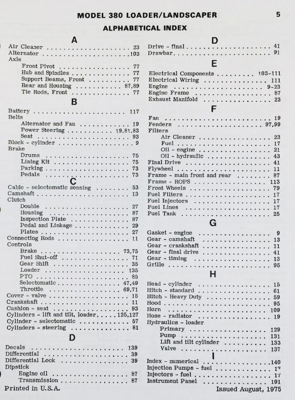 Case 380 380Ck 380Ll Loader Landscaper Tractor Backhoe Parts Manual Catalog Book - Image 2