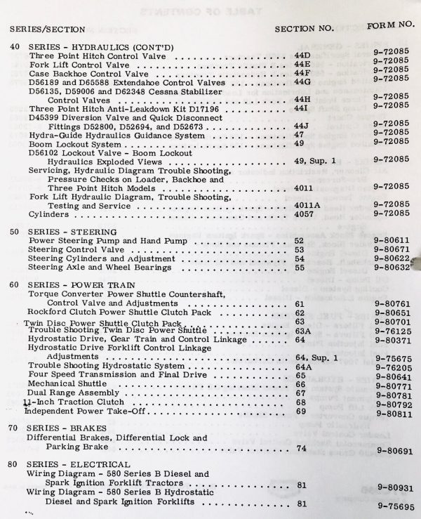 Case 580B Hydrostatic Tractor Backhoe Service Manual Parts Catalog Operators Set - Image 4