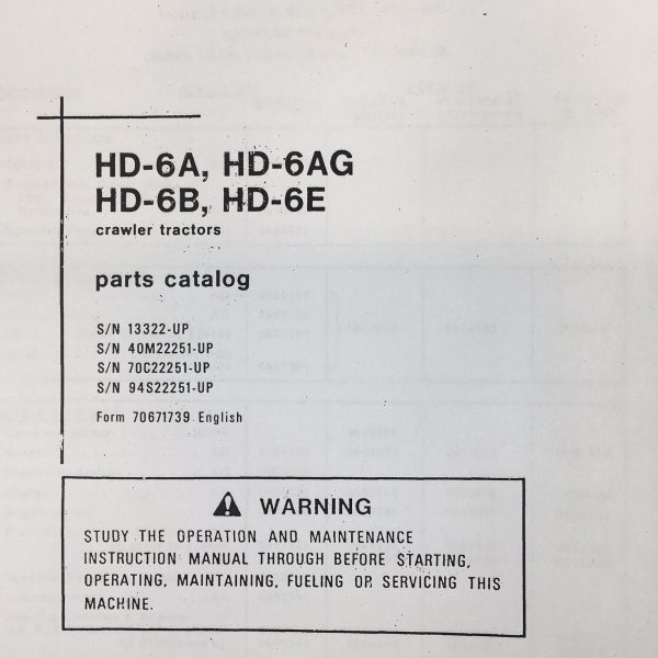 Fiat Allis Chalmers Hd-6A Crawler Tractor Parts Manual Catalog Bulldozer Dozer - Image 3