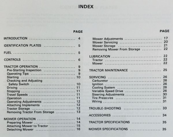 Massey Ferguson Mf 12G Lawn Garden Tractor Mower Operators Owners Manual - Image 2