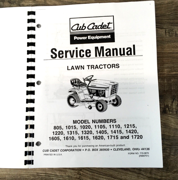 Cub Cadet 1415 1420 1615 1620 1715 1720 Lawn Garden Tractor Service Manual Set - Image 2