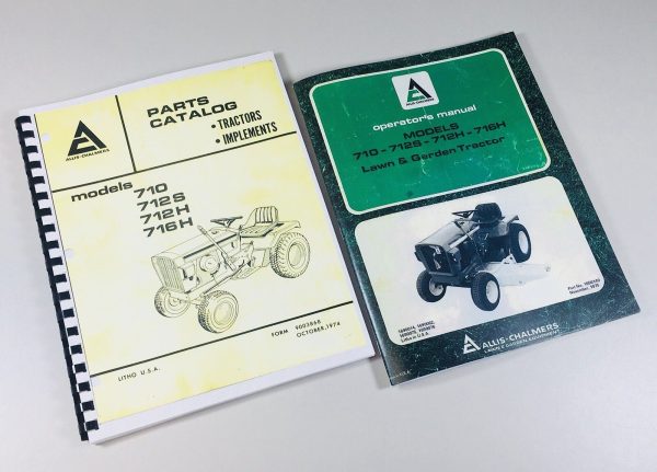 Lot Allis Chalmers Operators Parts Manual 710 712S 712H 716H Lawn Garden Tractor