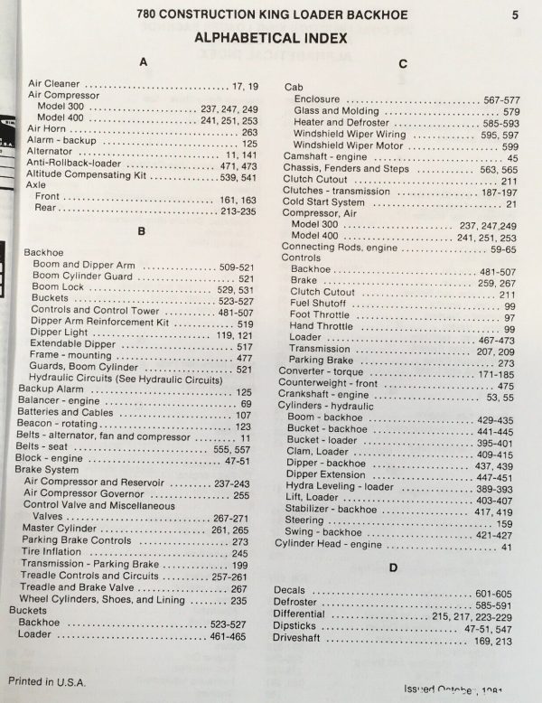 Case 780 CK Loader Backhoe Parts Manual Catalog Book Assembly Schematic - Image 3