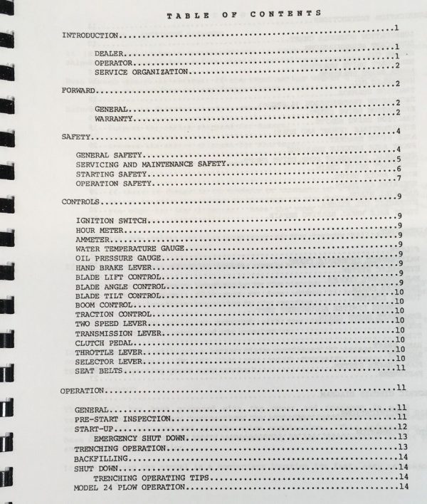 Parsons T-500 Trencher Operators Manual Owners Book Maintenance Adjustments - Image 2