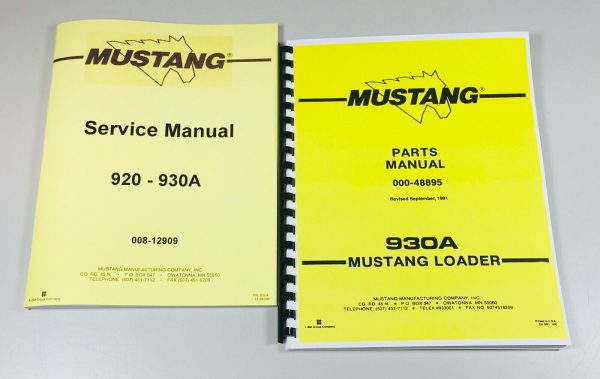 Mustang 930A Skid Steer Loader Service Repair Manual Parts Catalog Shop Set