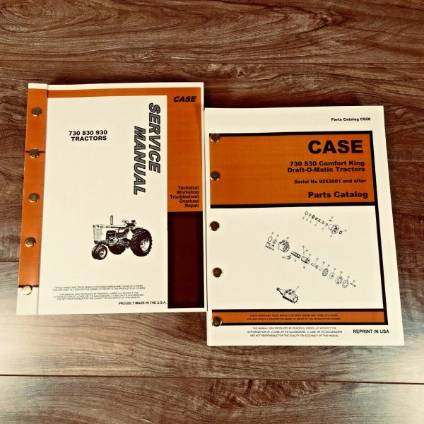 Case 730 830 Draft-O-Matic Tractor Service Parts Manual Repair Shop Book