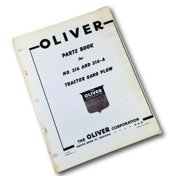 Oliver 316 316-A Plow Parts Manual Catalog Assembly Schematics Exploded Views - Image 3